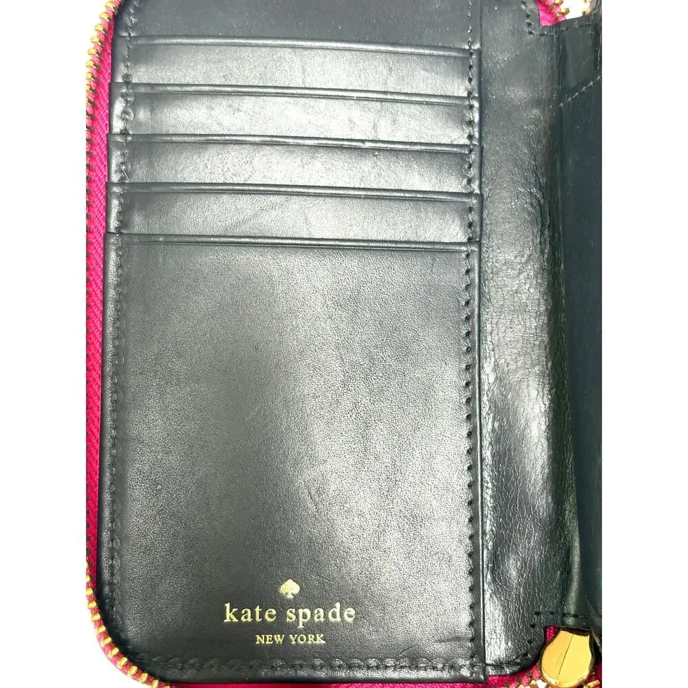 Kate Spade New York Wristlet Hot Pink Fluorescent Zip Phone Card Holder Case